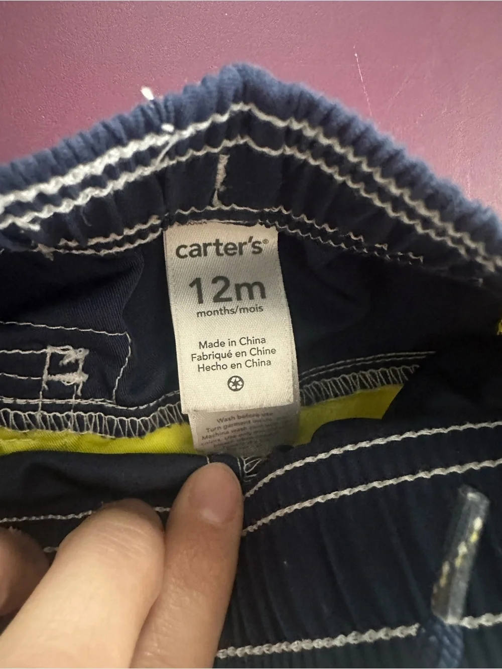 Carter's Yellow, Navy & White Colorblock Swim Trunks